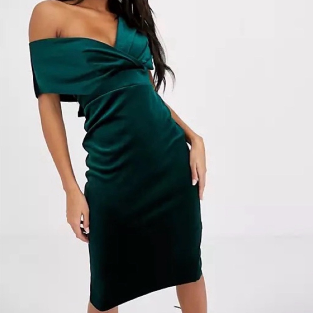 NWT ASOS Velvet Midi Dress in Emerald Green - bundle for Sam Edelman Bag!